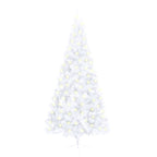 Vidaxl Artificial Half Pre-Lit Christmas Tree - Space-Saving Design, White Pvc With Led Lights, 82.7" Tall, Ideal For Xmas Holidays