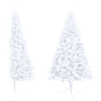 Vidaxl Artificial Half Pre-Lit Christmas Tree - Space-Saving Design, White Pvc With Led Lights, 82.7" Tall, Ideal For Xmas Holidays