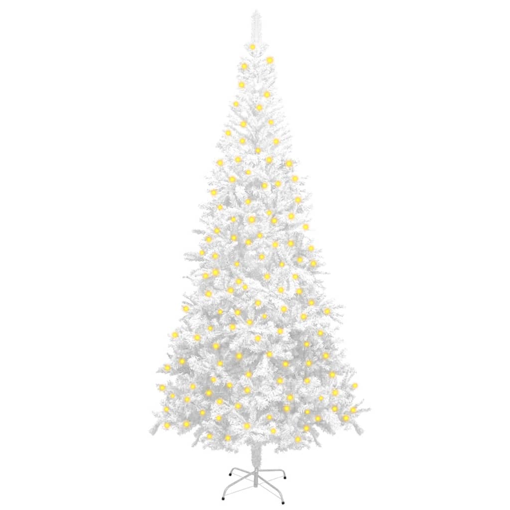 Vidaxl Classic White Artificial Christmas Tree 94.5&quot; With Energy-Efficient Led Lights And Durable Pvc Branches – Perfect Holiday Decor For Home Or Office