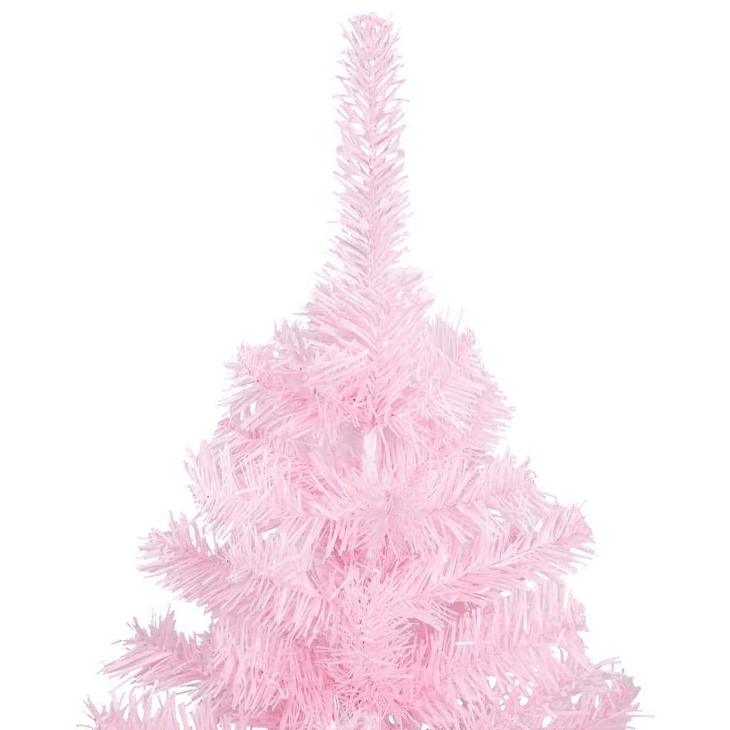 Vidaxl Pink Artificial Pre-Lit Christmas Tree - 47.2&quot; Pvc Xmas Decor With Steel Stand And Energy-Efficient Led Lights, Perfect For Festive Home Decoration