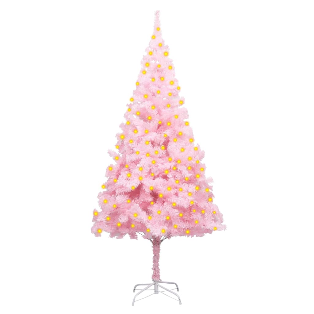 Vidaxl Pink Artificial Christmas Tree – Pre-Lit With 150 Led Lights And Stand, 70.9&quot; Height, Pvc Construction With 564 Tips – Ideal For Festive Decorations
