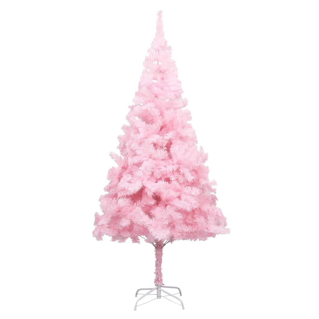 Vidaxl Pink Artificial Christmas Tree With Leds And Stand, 82.7" Tall, Sustainable Pvc Material With Steel Feet For Stability, Energy-Efficient Lighting, Unique Holiday Decor