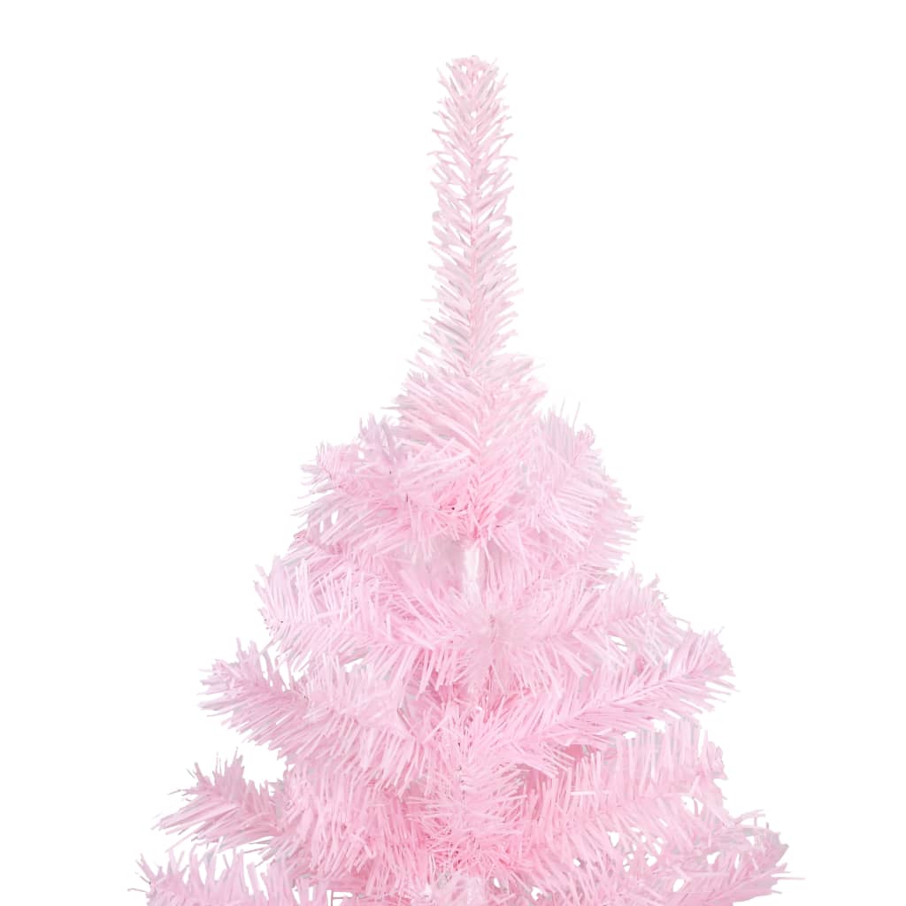 Vidaxl Pink Artificial Christmas Tree With Leds And Stand, 82.7" Tall, Sustainable Pvc Material With Steel Feet For Stability, Energy-Efficient Lighting, Unique Holiday Decor