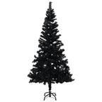 Vidaxl Black Artificial Pre-Lit Christmas Tree - Pvc, Steel Stand, 47.2" Height, 150 Led Lights, Usb Connector, Reusable Xmas Decoration