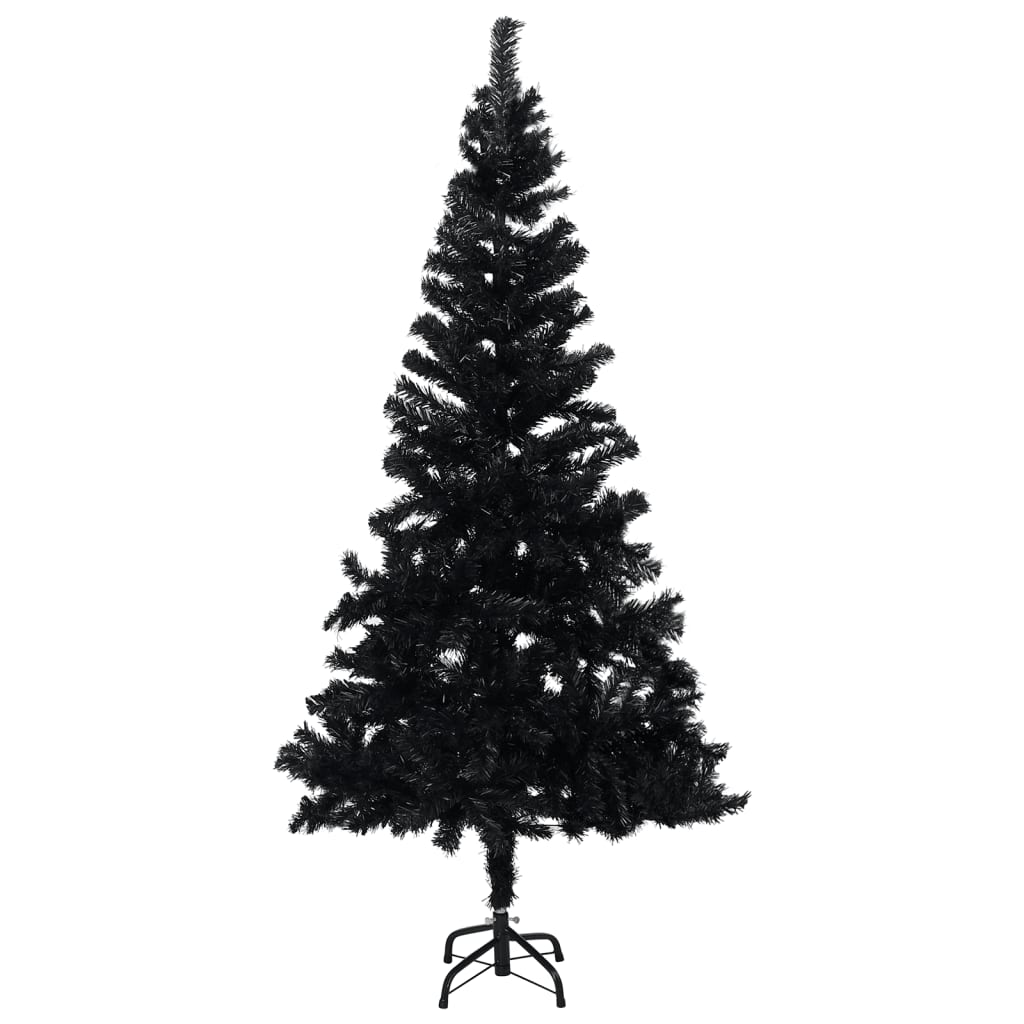 Vidaxl Black Artificial Pre-Lit Christmas Tree - Pvc, Steel Stand, 47.2" Height, 150 Led Lights, Usb Connector, Reusable Xmas Decoration