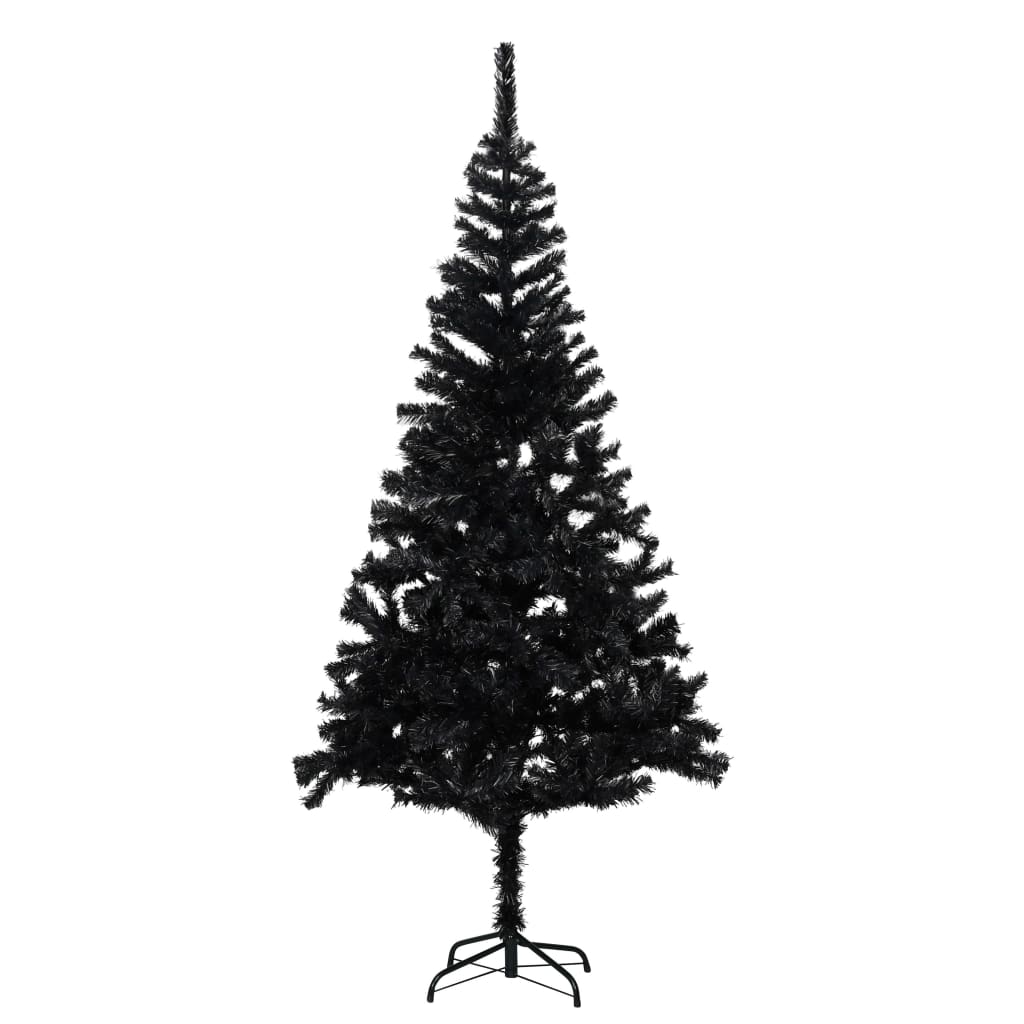 Vidaxl Black Artificial Christmas Tree With Stand - Pre-Lit 70.9&quot; Pvc Tree With Energy-Efficient Led Lights - Durable, Reusable, Easy Assembly