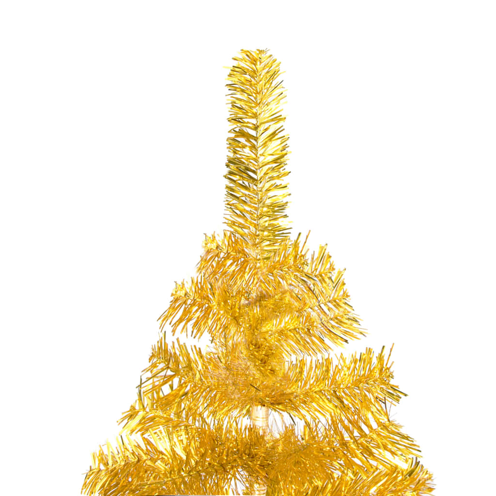 Vidaxl Gold Artificial Christmas Tree With Led Lights And Stand, 82.7&quot; High, Made Of Pvc Material, Energy-Efficient With 300 Leds, Easy Assembly Required.
