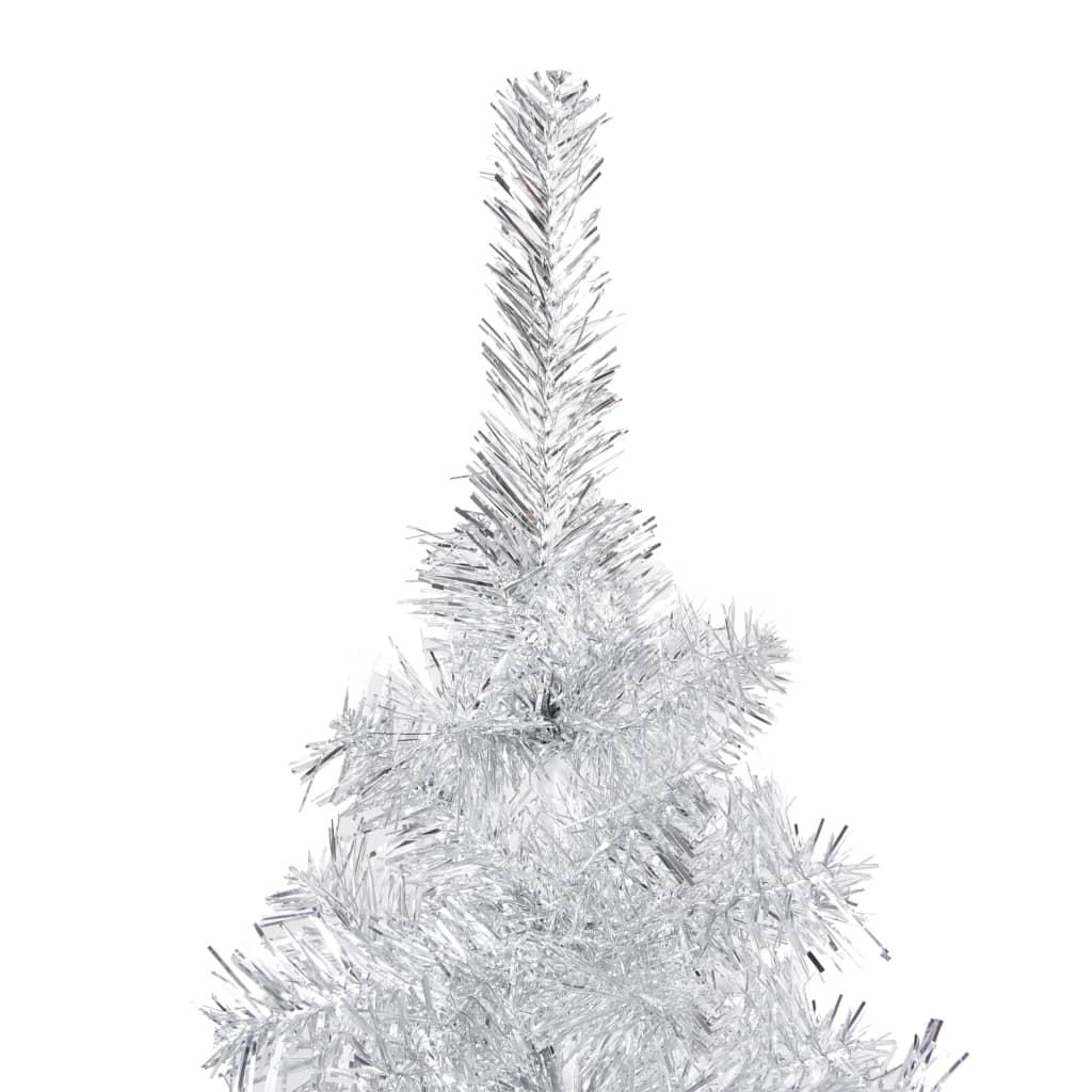 Silver Artificial Pre-Lit Christmas Tree With Stand By Vidaxl – Shiny Pvc Needles And Energy-Efficient Led Lights, 70.9&quot; Tall And 36.6&quot; In Diameter, Includes String Light For A Festive Glow