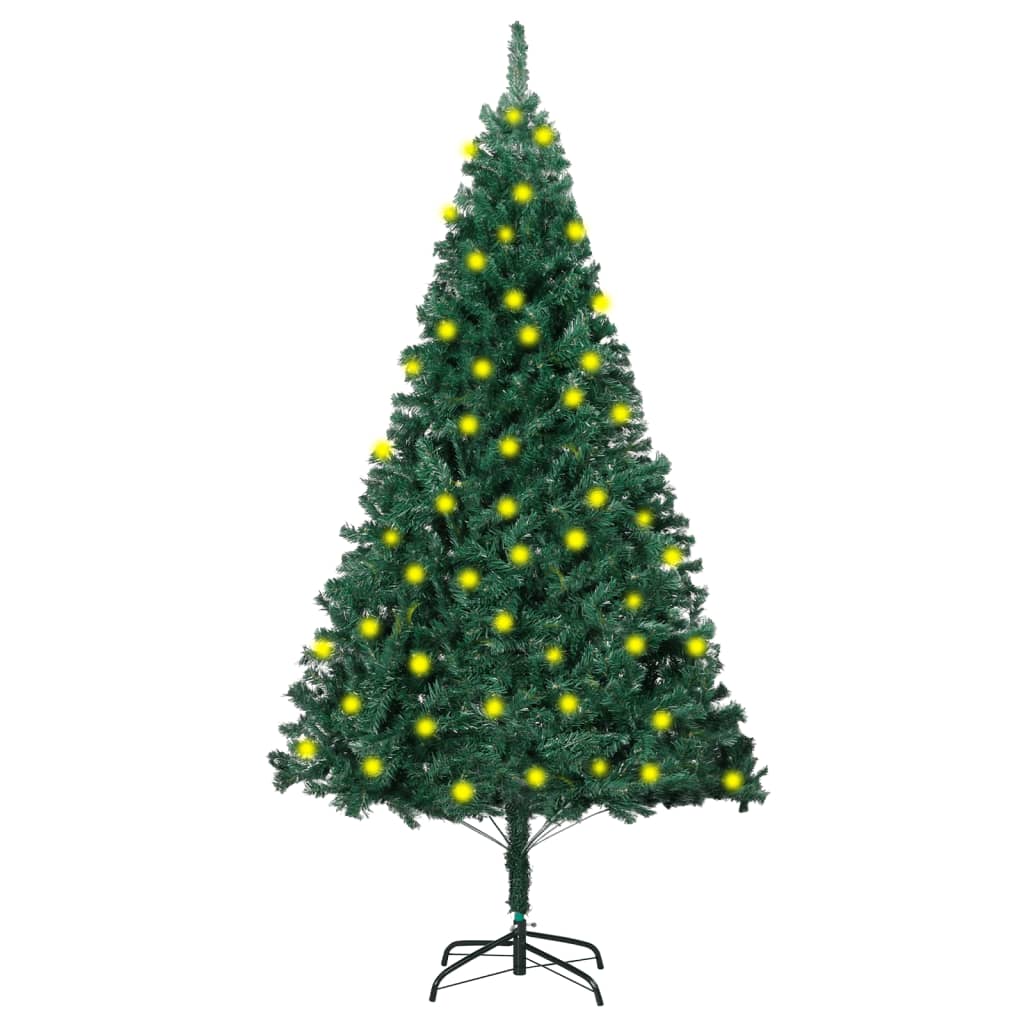Vidaxl Artificial Christmas Tree W/Leds&Thick Branch Green/White Multi Sizes, 59.1''