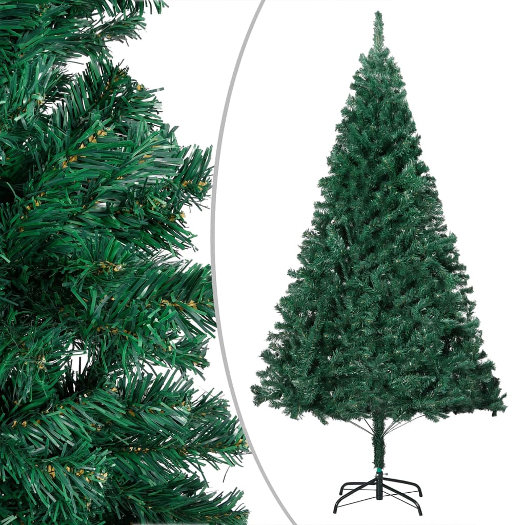 Vidaxl 82.7&quot; Green Artificial Christmas Tree With Leds - Realistic, Extra Thick Branches, Metal Stand Included, Energy-Efficient
