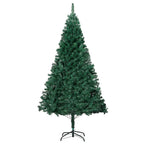 Vidaxl Artificial Pre-Lit Christmas Tree - 94.5" Green Pvc Tree With Led Lights & Metal Stand, 2100 Tips, Extra Thick Branches