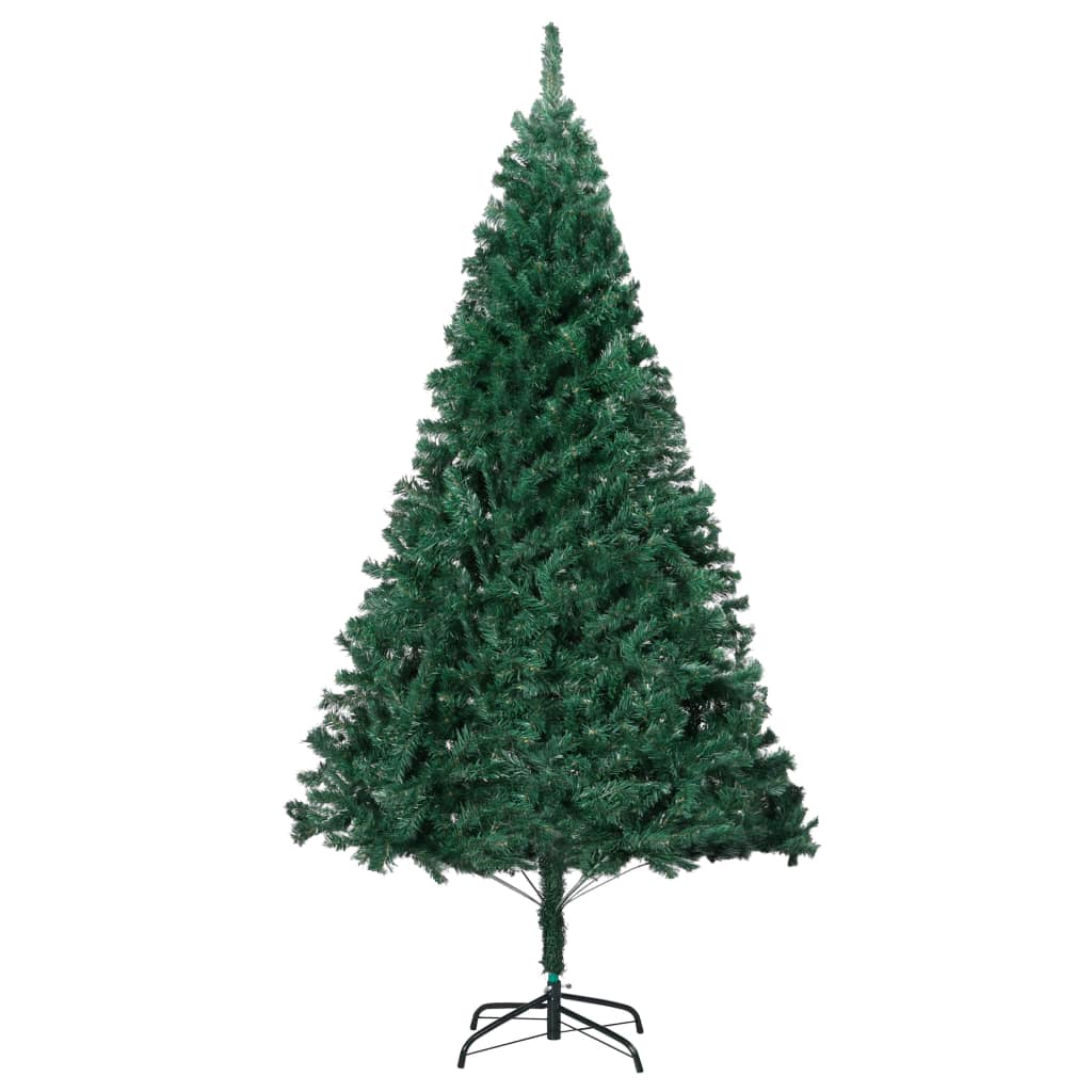 Vidaxl Artificial Pre-Lit Christmas Tree - 94.5" Green Pvc Tree With Led Lights & Metal Stand, 2100 Tips, Extra Thick Branches