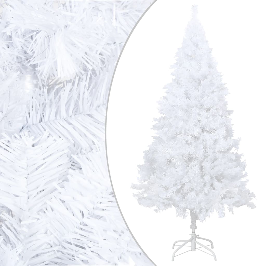 Vidaxl White Artificial Pre-Lit Christmas Tree - 59.1" Height, 150 Leds, Realistic Extra Thick Branches, Sturdy Metal Stand