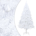 Vidaxl White Artificial Pre-Lit Christmas Tree - 59.1" Height, 150 Leds, Realistic Extra Thick Branches, Sturdy Metal Stand