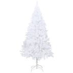 Vidaxl White Artificial Pre-Lit Christmas Tree - 59.1" Height, 150 Leds, Realistic Extra Thick Branches, Sturdy Metal Stand