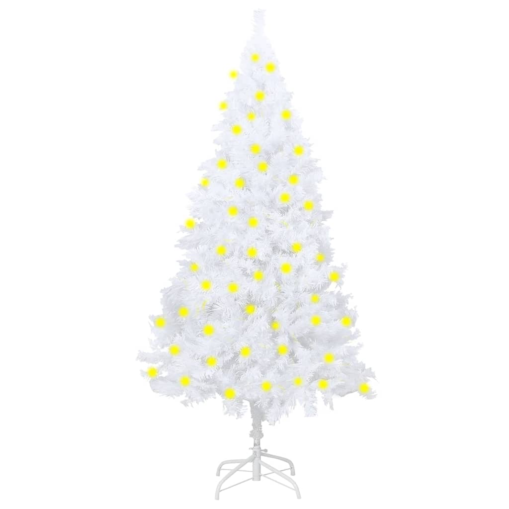 Vidaxl Artificial Pre-Lit Christmas Tree, Extra Thick Branches, Adjustable Shape, 70.9&quot; Height With Sturdy Stability, White