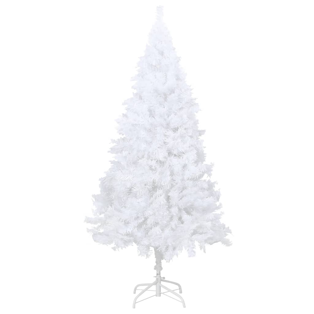 Vidaxl Artificial Pre-Lit White Christmas Tree, 94.5&quot; Tall, 49.2&quot; Diameter, Pvc Material, Thick Branches, 300 Led Lights, Metal Stand