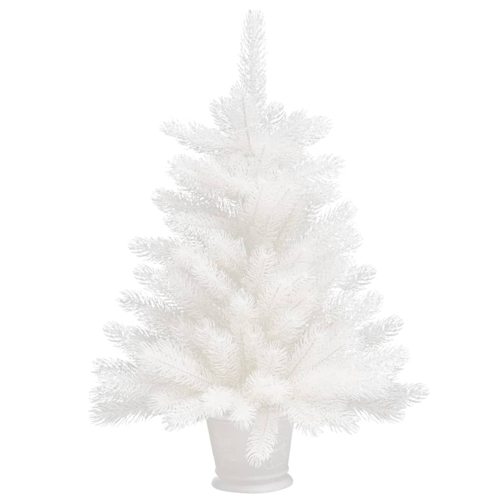 Vidaxl White Artificial Pre-Lit Christmas Tree - Holiday Decoration 25.6&quot; With 150 Leds, Pe Branches, Pot Included