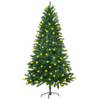 Vidaxl 59.1" Artificial Christmas Tree With Leds, Green, Weather-Resistant Pe Branches, Steel Base, Lifelike Shape, Reusable - Includes Stand And Led String Light