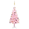 Vidaxl Artificial Christmas Tree With Leds&Ball Set Pink 47.2 Inch  Pvc