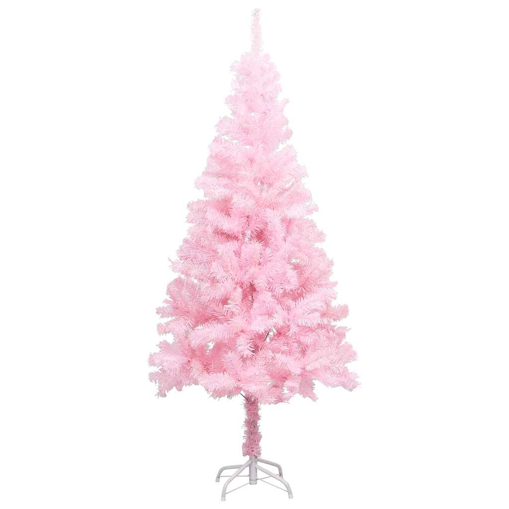 Vidaxl Pink Artificial Pre-Lit Christmas Tree With 150-Led Lights And Gold/Bronze Ball Decorations, Festive, Economical, Durable Pvc Material, 47.2&quot; Height