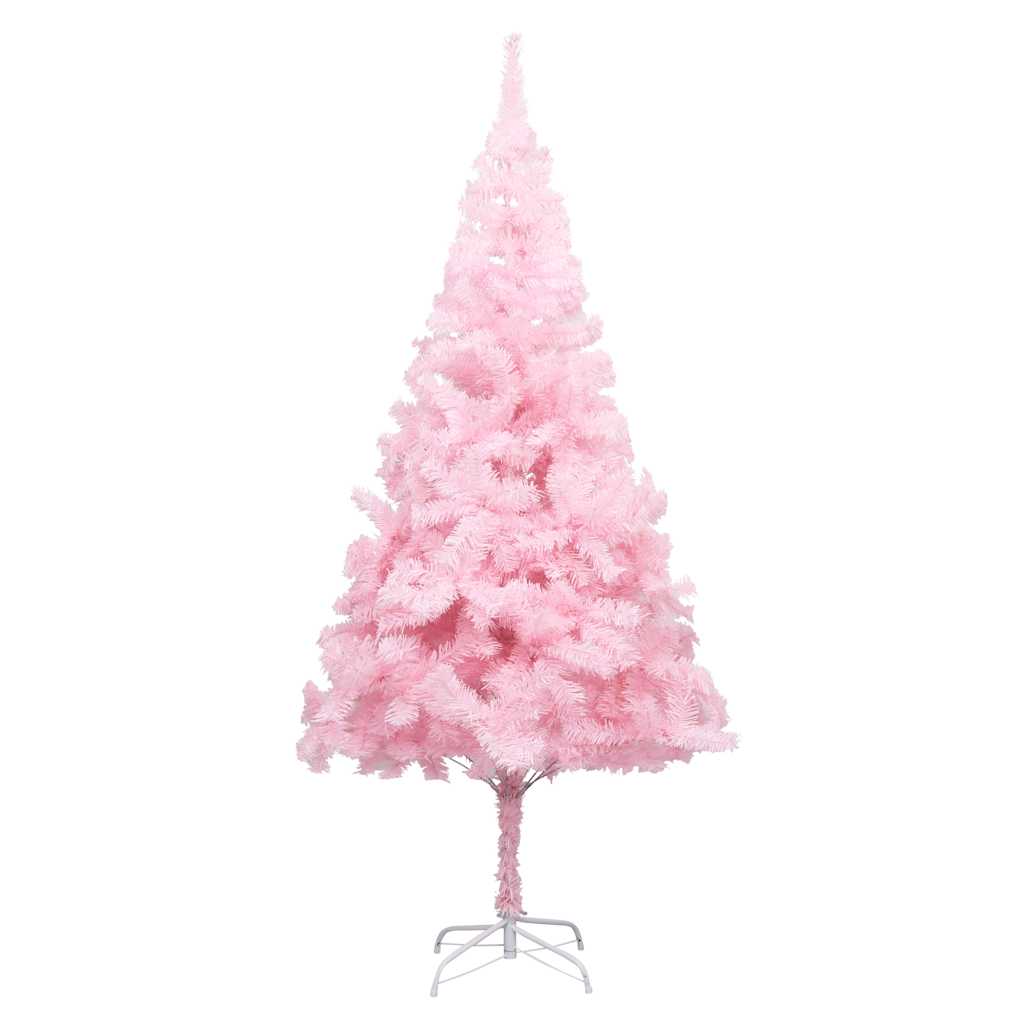 Vidaxl 94.5&quot; Pink Artificial Christmas Tree With Leds And Balls - Lifelike Pvc Christmas Tree With Decorative Shiny And Matt Gold And Bronze Balls.