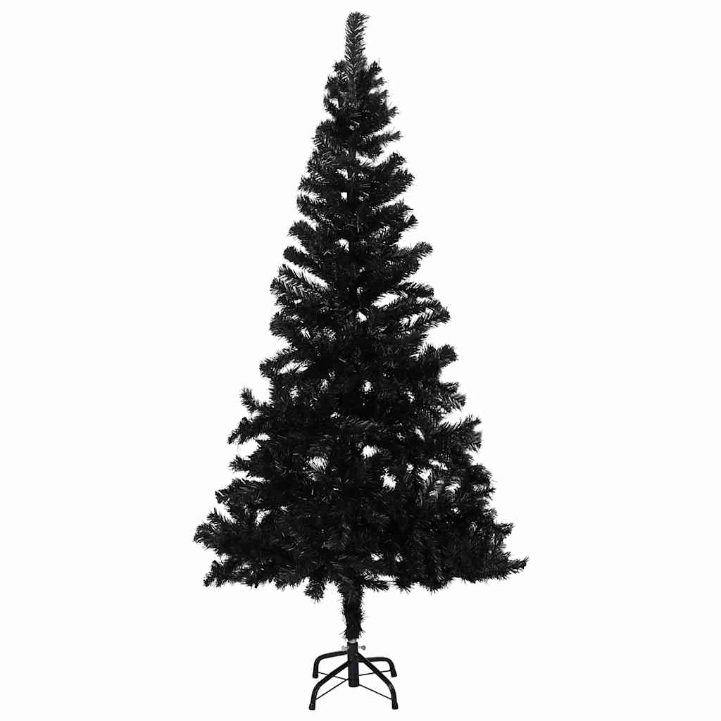 Vidaxl Artificial Black Christmas Tree With Led Lighting And Shiny Gold & Bronze Ball Set - 70.9&quot; High, 36.6&quot; Diameter, Made Of Pvc And Steel, Includes Stand'