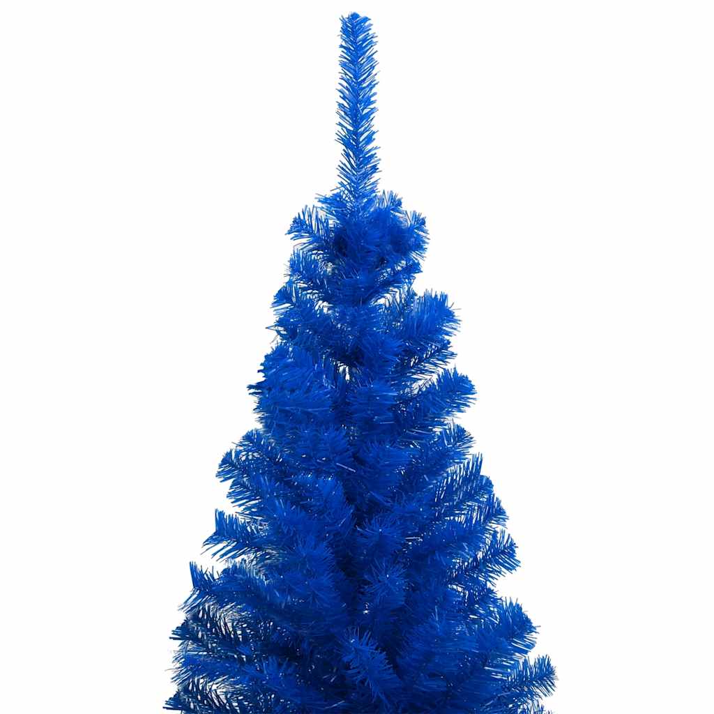Vidaxl Artificial Pre-Lit Pvc Christmas Tree - Blue With Gold And Bronze Balls, Steel Stand, Led String Lights, And Decorative Peak - 47.2 Inches Tall