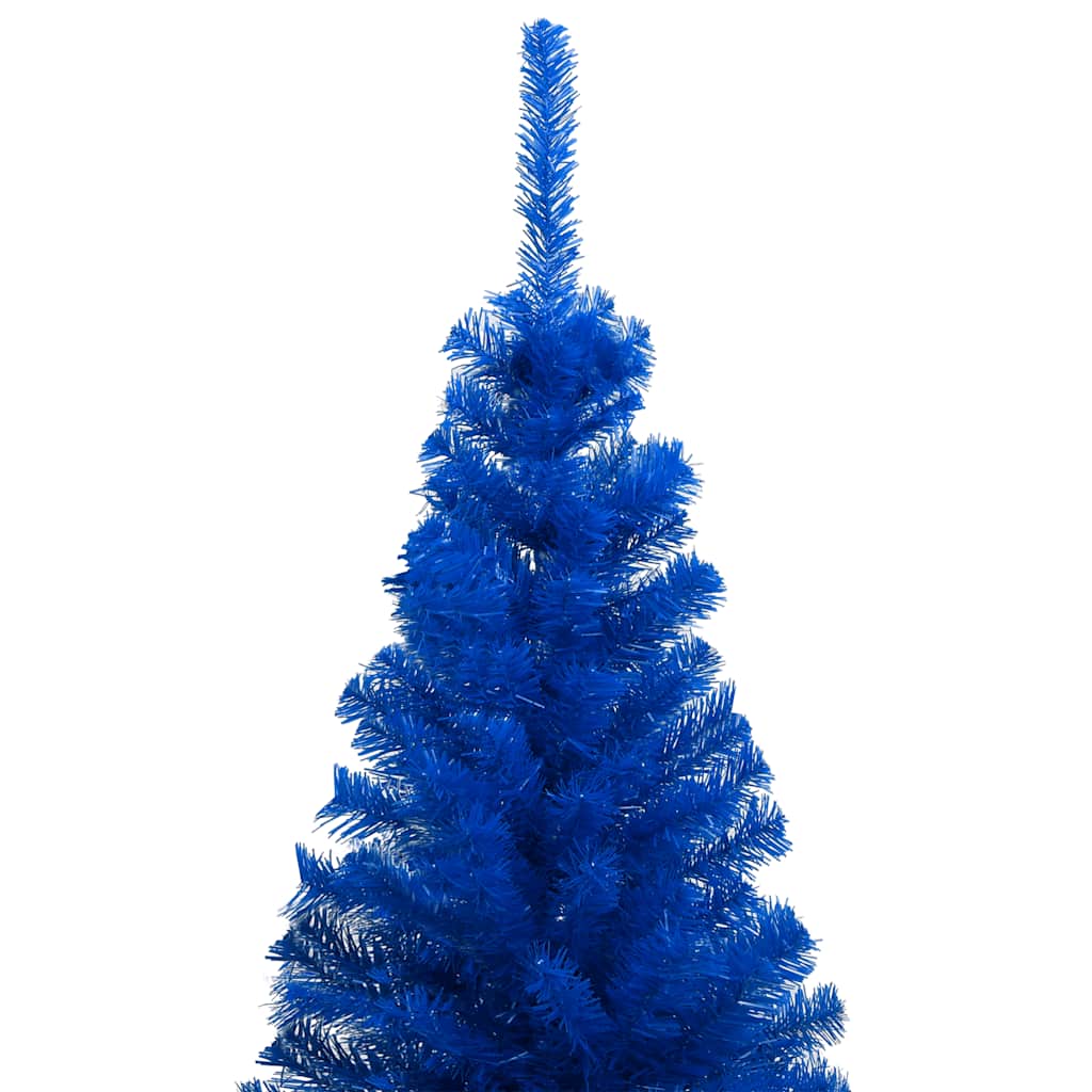 Vidaxl Artificial Christmas Tree - Blue Pvc Tree With Leds, Ball Set & Steel Feet - 94.5 Inches Height - Suitable For A Unique Christmas Atmosphere