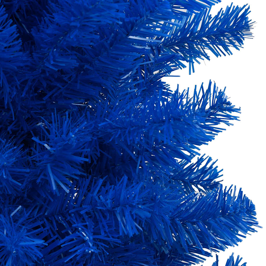 Vidaxl Artificial Christmas Tree - Blue Pvc Tree With Leds, Ball Set & Steel Feet - 94.5 Inches Height - Suitable For A Unique Christmas Atmosphere