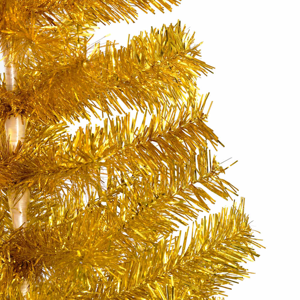 Vidaxl Artificial Gold Christmas Tree - 59.1&quot; Tall With Led Lights, Steel Stand, And Ball Decoration Set - Pet Construction - Usb Connection
