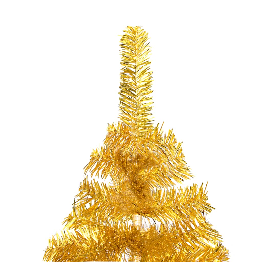 Vidaxl Artificial Gold Christmas Tree - 59.1&quot; Tall With Led Lights, Steel Stand, And Ball Decoration Set - Pet Construction - Usb Connection