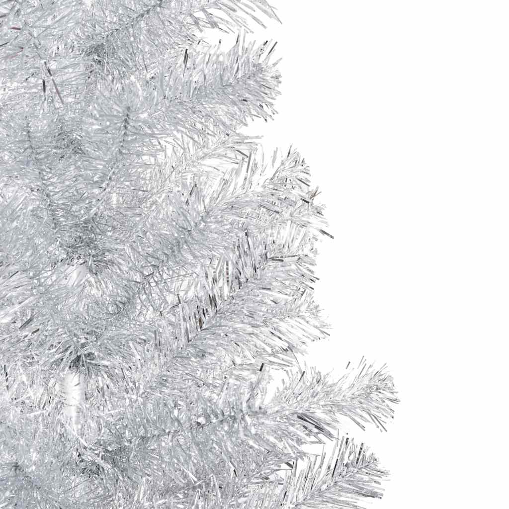 Vidaxl Artificial Christmas Tree Pre-Lit With Led Lights And Decorative Ball Set – Silver Pet Material With Stable Steel Stand – Reusable Indoor Décor – 70.9&quot; Height