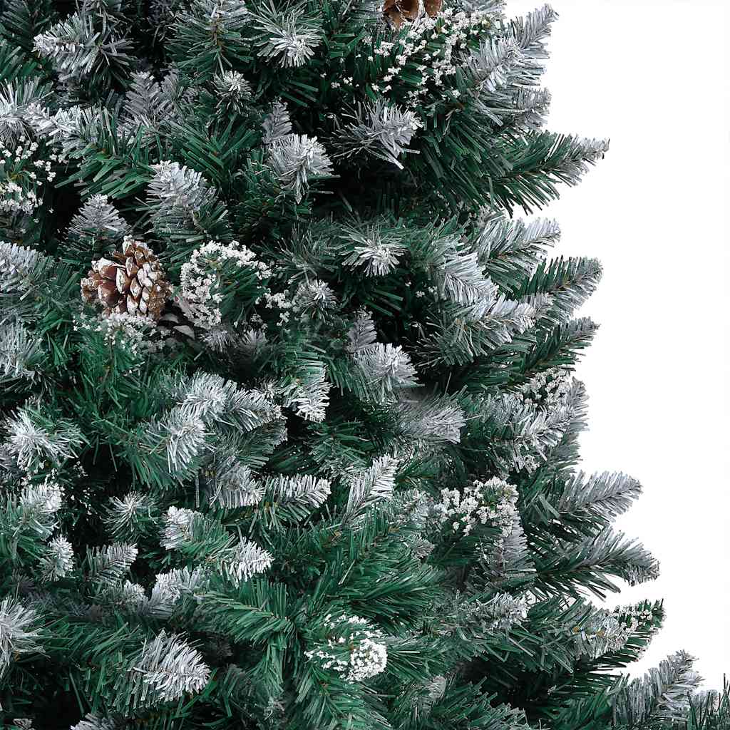 Vidaxl Artificial 59.1&quot; Pre-Decorated Christmas Tree With Led Lights, Gold And Bronze Balls, Pinecones, Snow On Tips, Sturdy Metal Base - Green And White