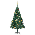 Vidaxl Green Pvc Artificial Pre-Lit Christmas Tree With 300 Led Lights - Complete Set With Decorative Balls And Metal Stand - Perfect For Indoor Décor