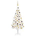 Vidaxl Artificial Pre-Lit White Christmas Tree With Balls - 47.2" Tall, 150 Leds, Pe Branches, Durable And Reusable - Perfect For Xmas Decoration