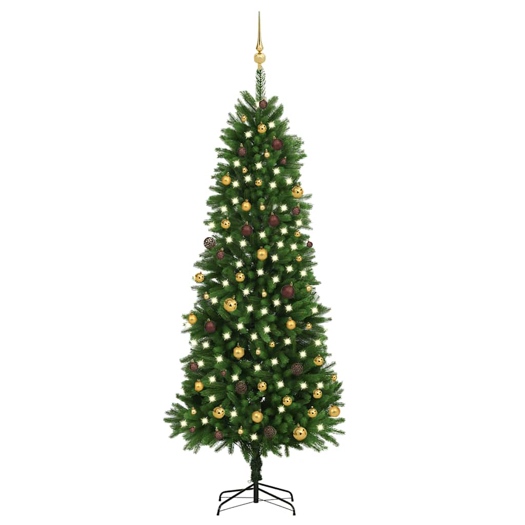 Vidaxl Green Artificial Christmas Tree With Leds And Decorative Ball Set, Lifelike Plastic Pe Material, Lightweight And Durable, Suitable For Indoor Decorations, 94.5&quot; Height