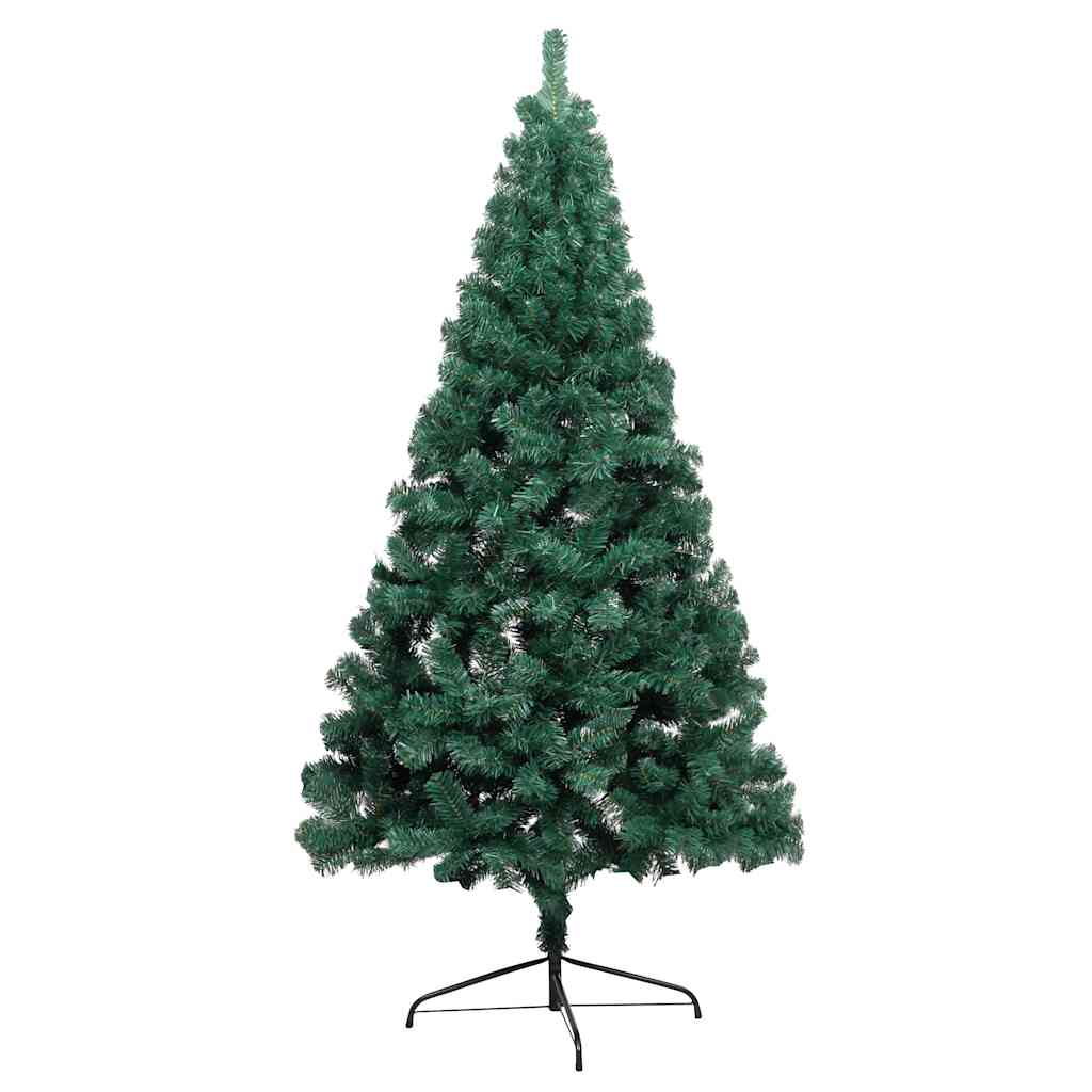 Vidaxl Artificial Half Christmas Tree With Leds&Ball Set, 59.1&quot; Green/Rose, Pvc Material, Semi Circular Design, Energy Efficient Led, Reusable For Years, Includes Tree Stand, Multiple Decorations