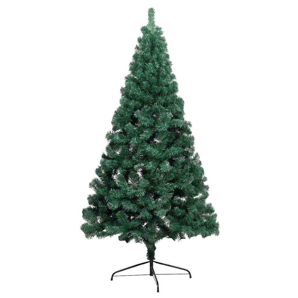 Vidaxl Artificial Half Christmas Tree With Leds, Shiny, Matte And Glitter Rose Gold Ornaments And Tree Stand - Green - 82.7&quot;