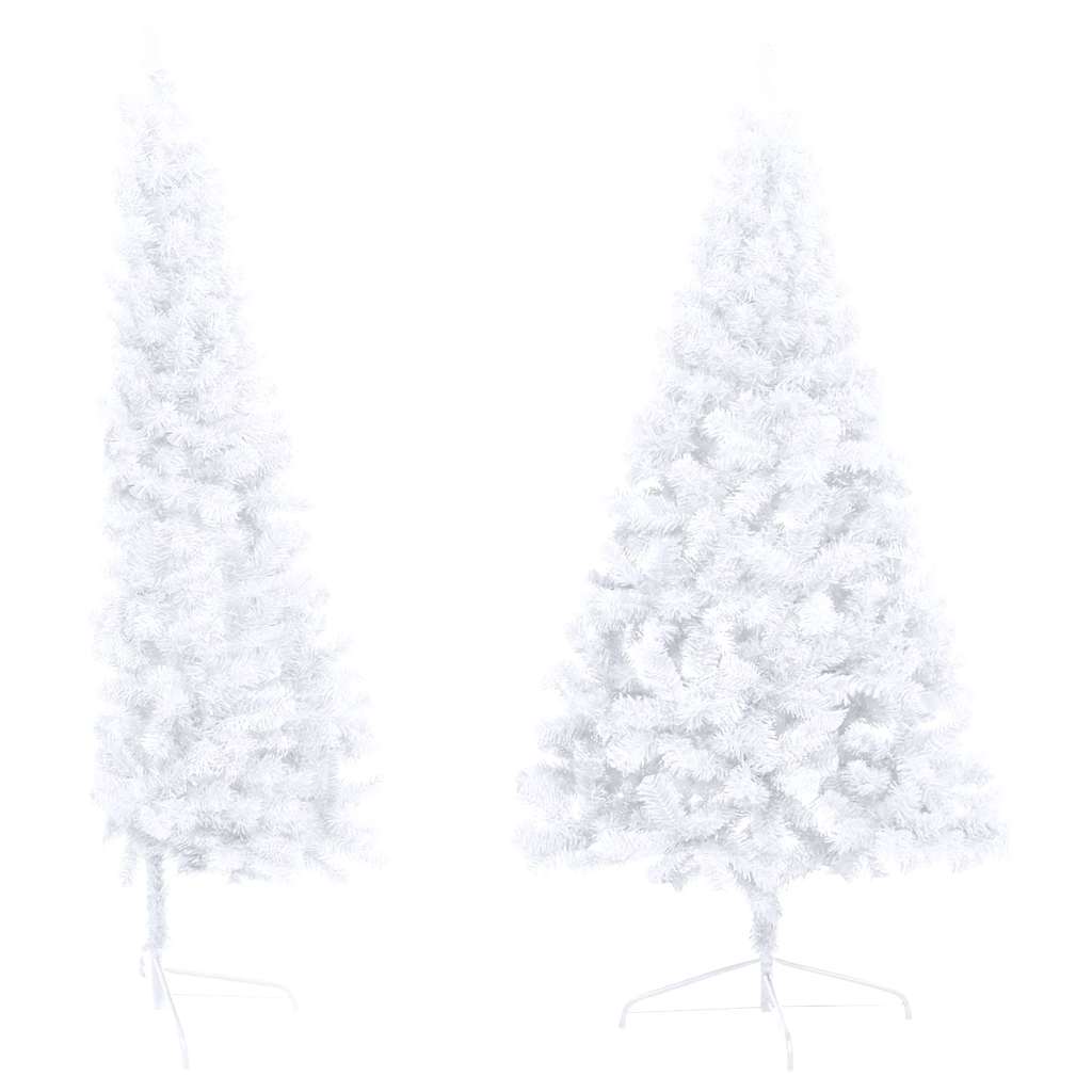 Vidaxl Half Christmas Tree With Leds And Ball Set - White 47.2&quot; - Space-Saving Design With Energy-Efficient Led Lights, Easy Installation, Ideal For Small Space