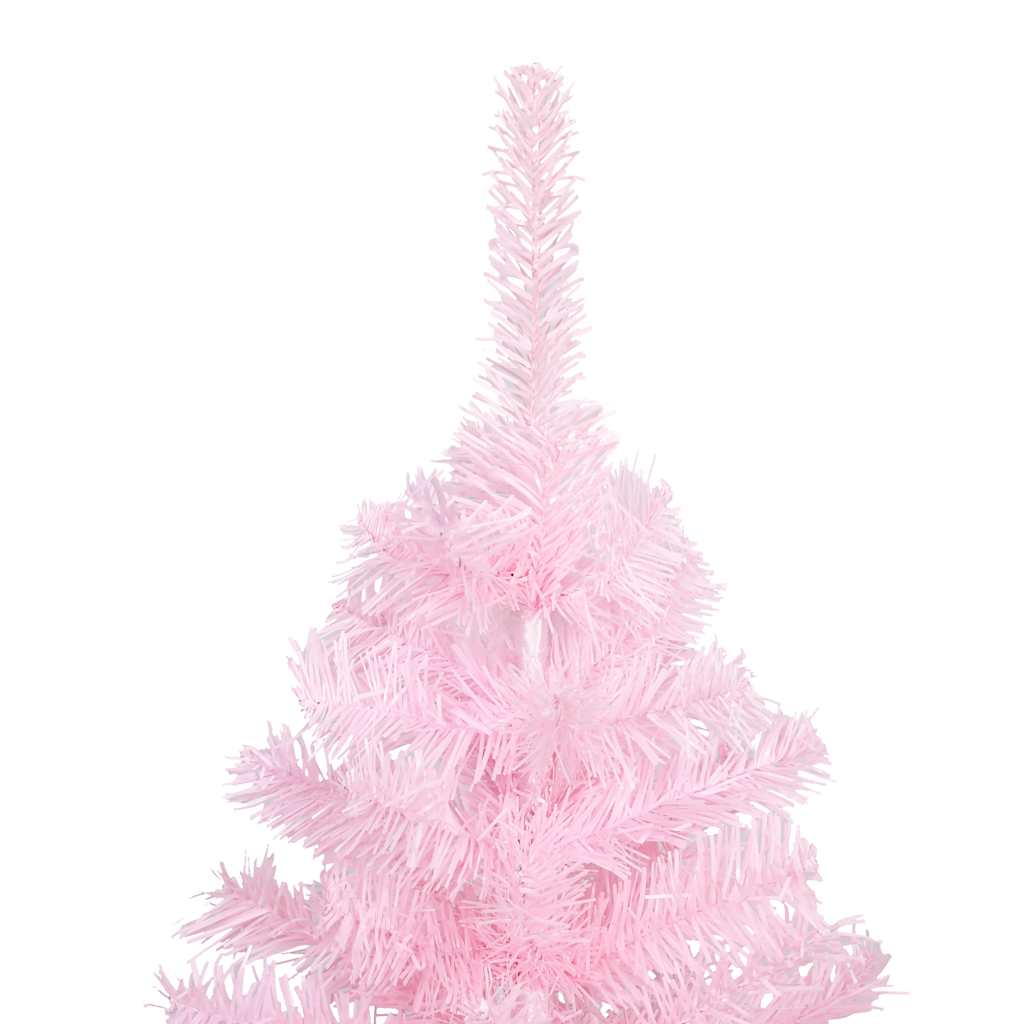 Vidaxl Pink Artificial Christmas Tree With Led Lights And A Ball Set - 82.7&quot;, Pvc Material, Reusable And Easy To Assemble, Perfect For Holiday Decorations