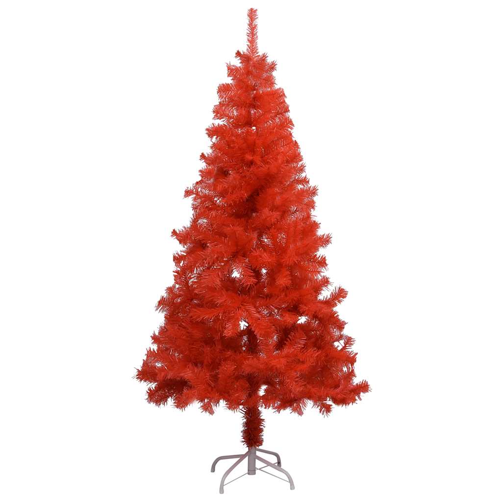 Vidaxl Lifelike Artificial Christmas Tree In Red Pvc With Led String Lights, Decorative Balls And Peak - 59.1&quot; In Height & 29.5&quot; Diameter - Easy Assembly Required; Durable And Economical Festive Decor