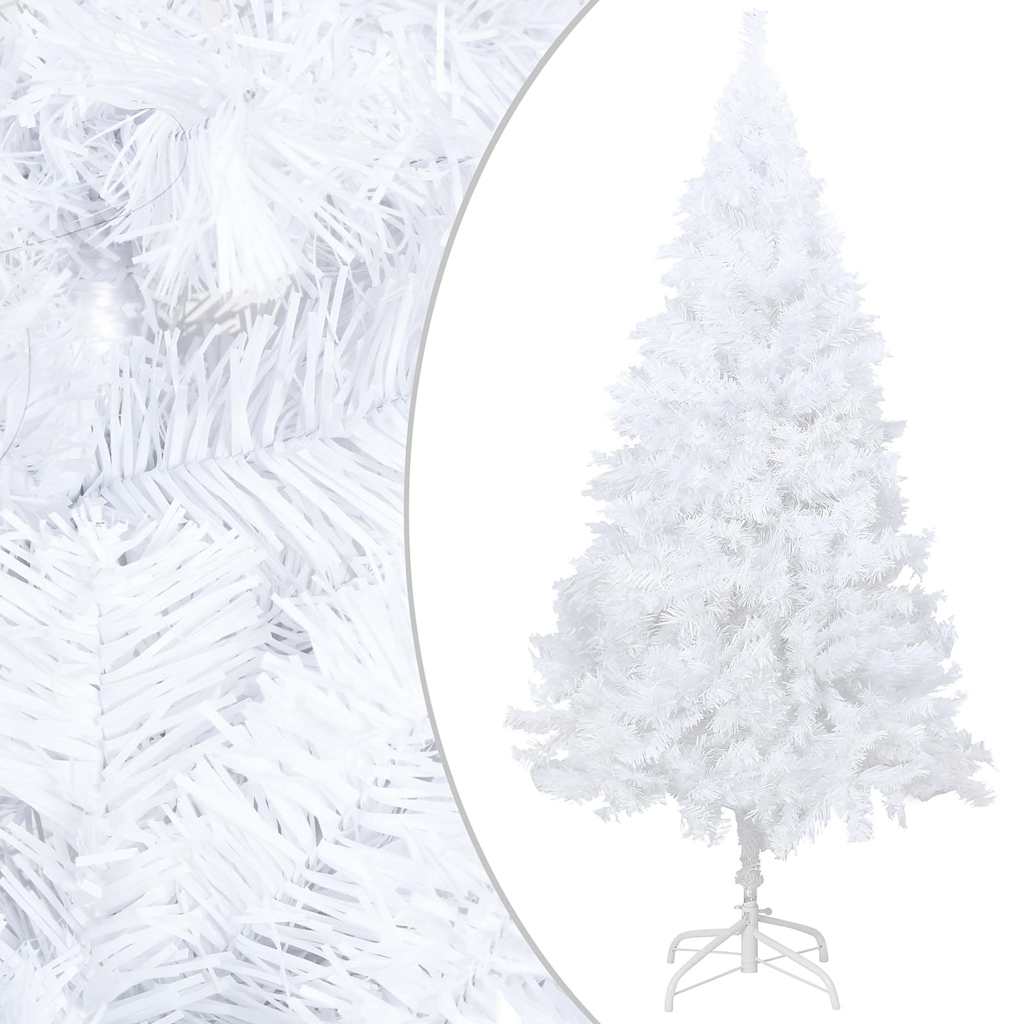 Vidaxl Pvc Artificial Pre-Lit Christmas Tree - White 47.2&quot; Tree With Led Lights And Ornamental Ball Set In Shiny, Matt, And Glitter Rose Gold
