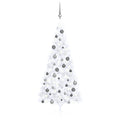 vidaXL Artificial Half Christmas Tree with LEDs&Ball Set White 70.9
