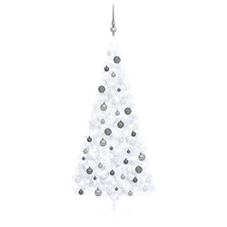 vidaXL Artificial Half Christmas Tree with LEDs&Ball Set White 70.9