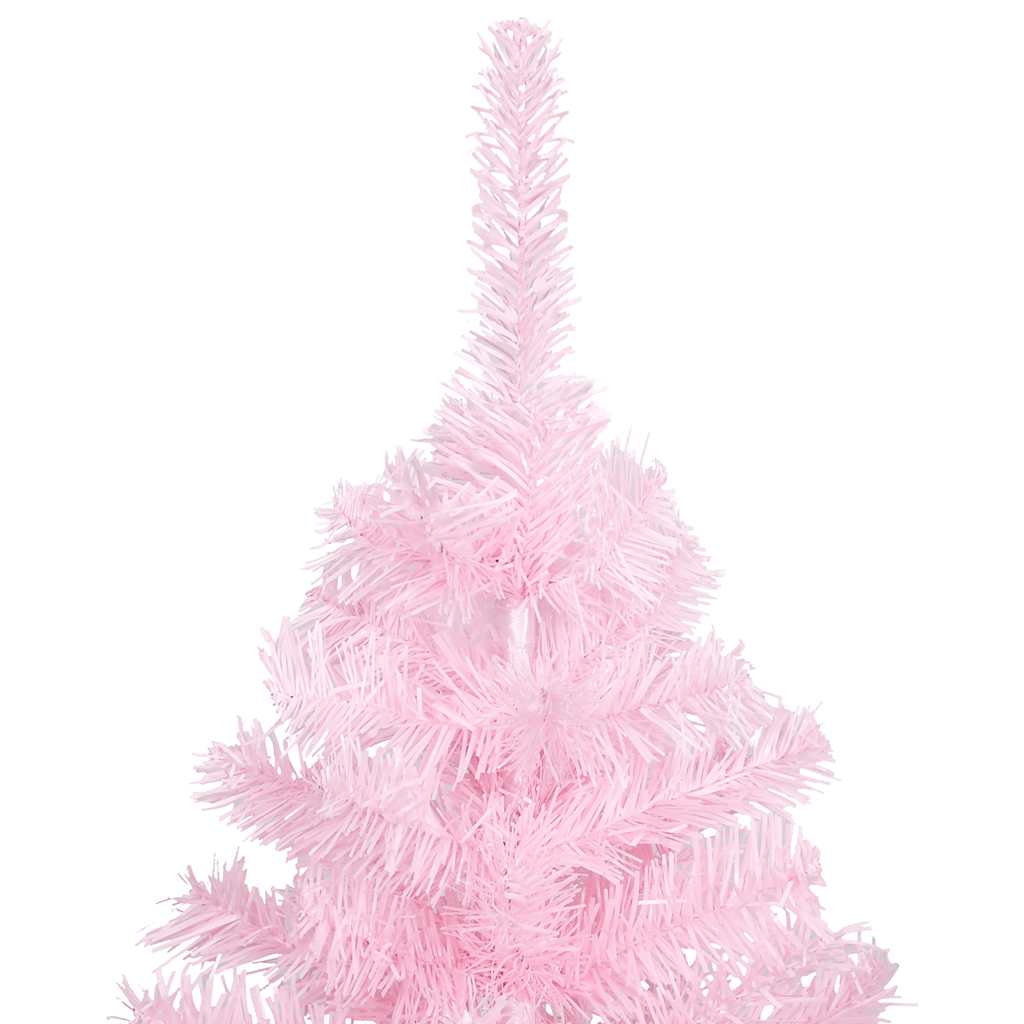 Vidaxl Artificial Christmas Tree In Pink Pvc With Energy-Efficient Led Lights And Ball Set - 47.2&quot; Tall, 25.6&quot; Diameter, Usb-Operated, Easy To Assemble