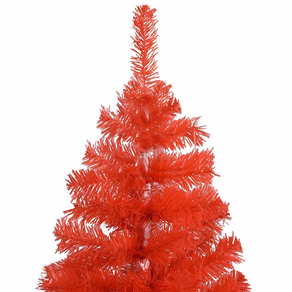 Vidaxl Artificial Christmas Tree, 94.5&quot; Height - Economical And Eco-Friendly, Pvc Construction With Sturdy Steel Feet, Energy-Efficient Led Lights, Includes Red Tree, Decorative Balls, And A Usb C...