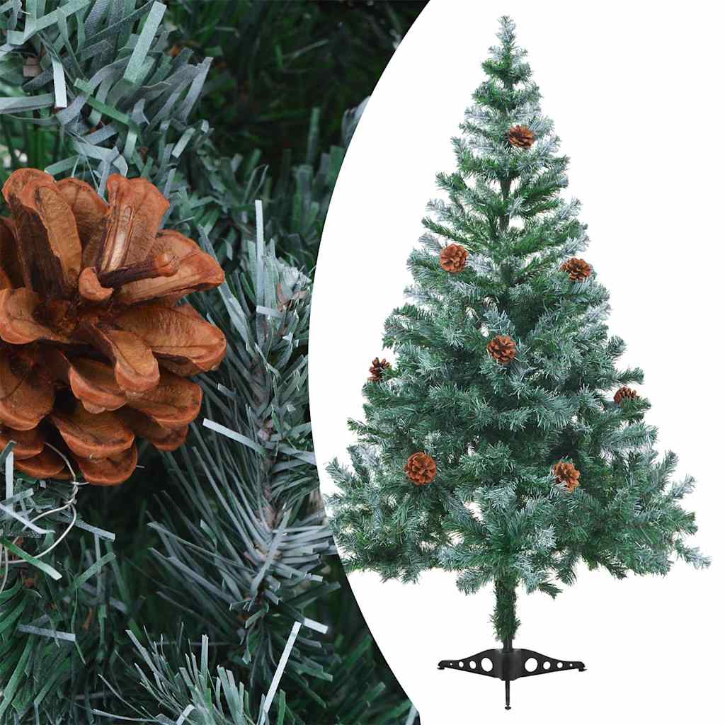 Vidaxl Frosted Pre-Lit Christmas Tree With Pinecones - 4.9 Ft, Led Lights, Usb Power, 380 Branches, Festive Balls