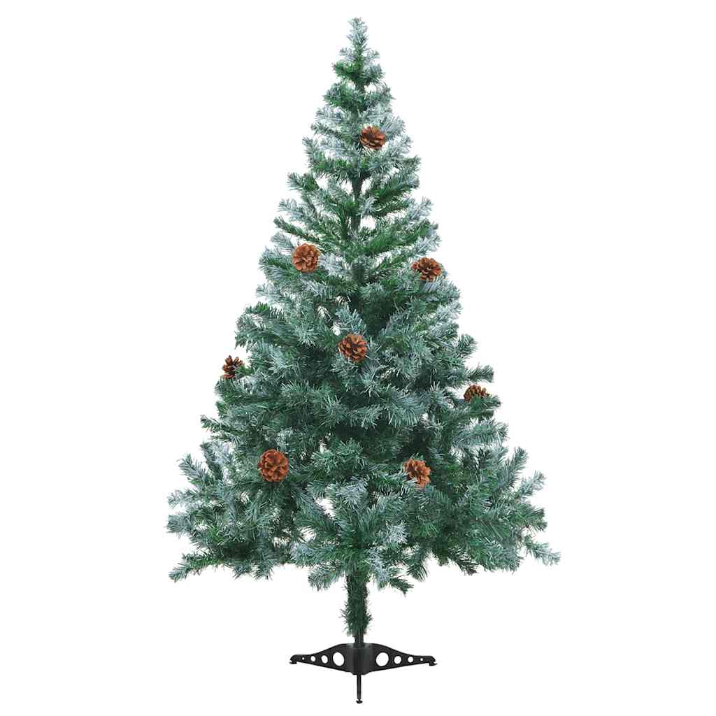 Vidaxl Frosted Pre-Lit Christmas Tree With Pinecones - 4.9 Ft, Led Lights, Usb Power, 380 Branches, Festive Balls