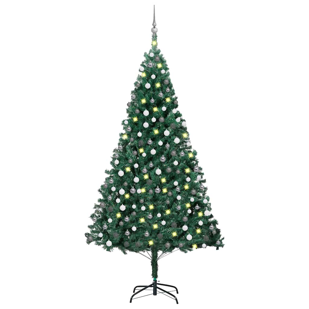 Vidaxl Artificial Christmas Tree With Leds&Ball Set Home Garden Indoor Outdoor Holiday Xmas Tree Seasonal Ornament Decoration Green